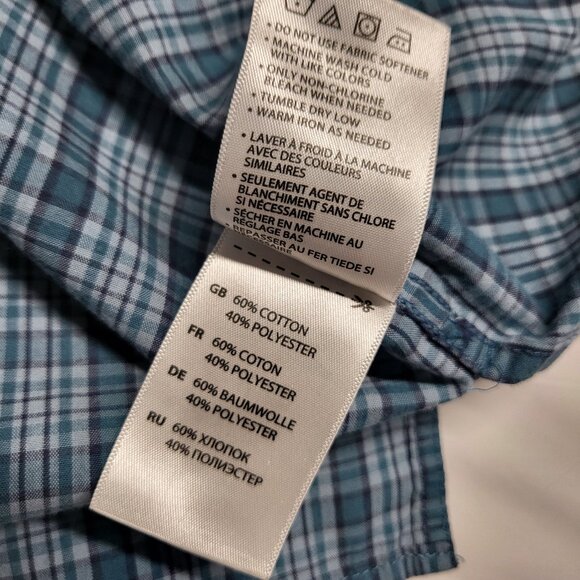 HB Harbor Bay Mens Shirt 1XLT Button Up Short Sleeve Pocket Plaid - Picture 5 of 13